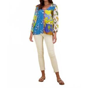 NEW RUBYYAYA celebration v-neck shirt in multi